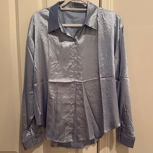 Women's Blue Satin Shirt